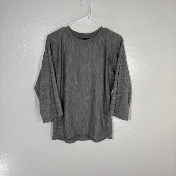 Icebreaker Shirt Womens Small Gray Merino Wool 3/4 Sleeve Crewneck Lightweight - Picture 1 of 8